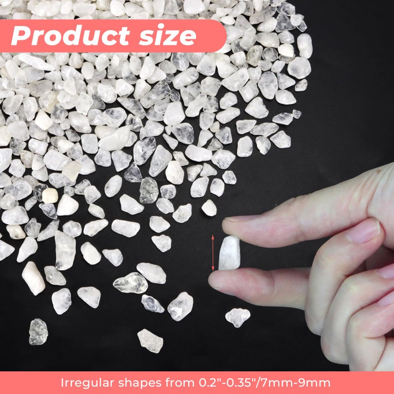 Twdrer 2lb/950g Small Natural White Clear Irregular Shaped Crystal Quartz Rock Tumbled Chips Crushed Stone Healing Reiki Crystal Gemstones for Garden Aquarium Vases Plants Decoration - Image 2
